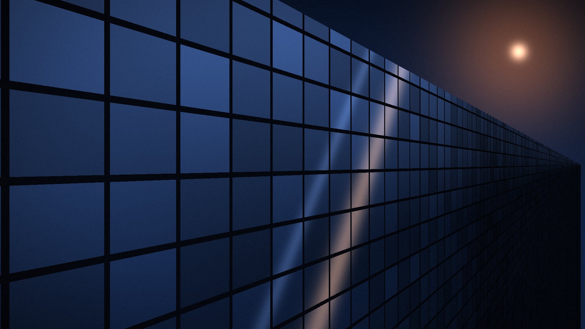 Glass facade in sunlight